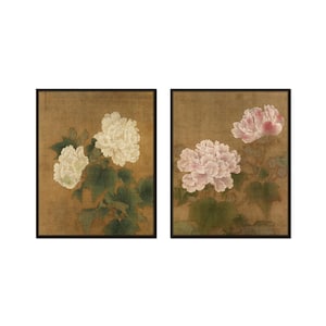 Chinese Peony Print Set, Chinoiserie Art, Botanical Art, Vintage Art, Textile Art, Wall Decor, Botanical Art, Asian Art, Set of Two Prints