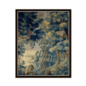 Vintage Landscape Tapestry Print, European Verdure Tapestry, Home Decor, Wall Art, Vintage Tapestry Print, Antique Textile Print