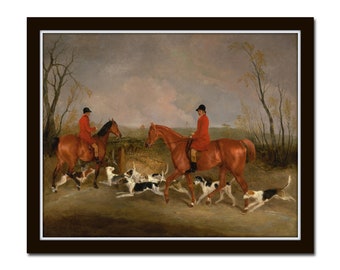 British Fox Hunting Print No. 2, Giclee, Wall Art, English Horse Print, Hunting Art, Vintage Dog Prints, Antique Dog Paintings, Fox Hunting
