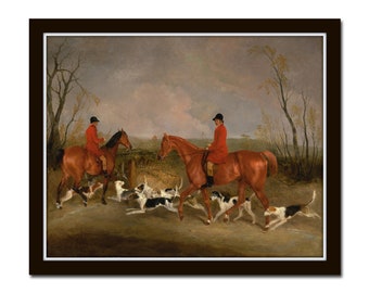 British Fox Hunting Print No. 2, Reproduction, Giclee, Print, Wall Art, Horse Print, Dog Prints, Farmhouse Decor, Antique Dog Paintings