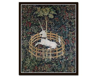 The Unicorn in Captivity, Tapestry Art,  Baroque Art, Unicorn Print, Mythological Art