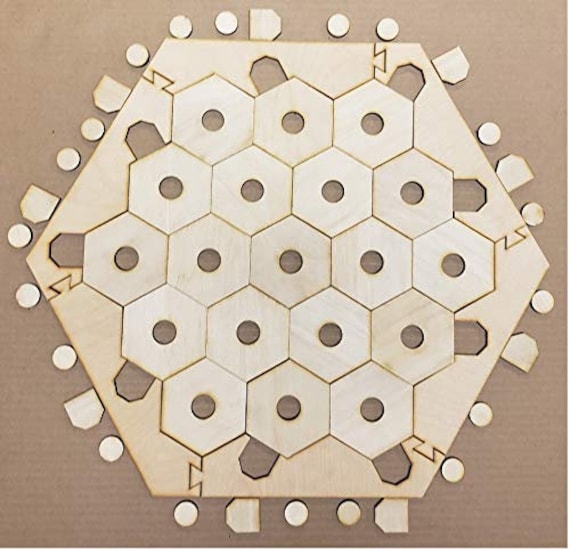 Board Game Frame #15-19 Hexagons w// 3//4 Circles and Harbors