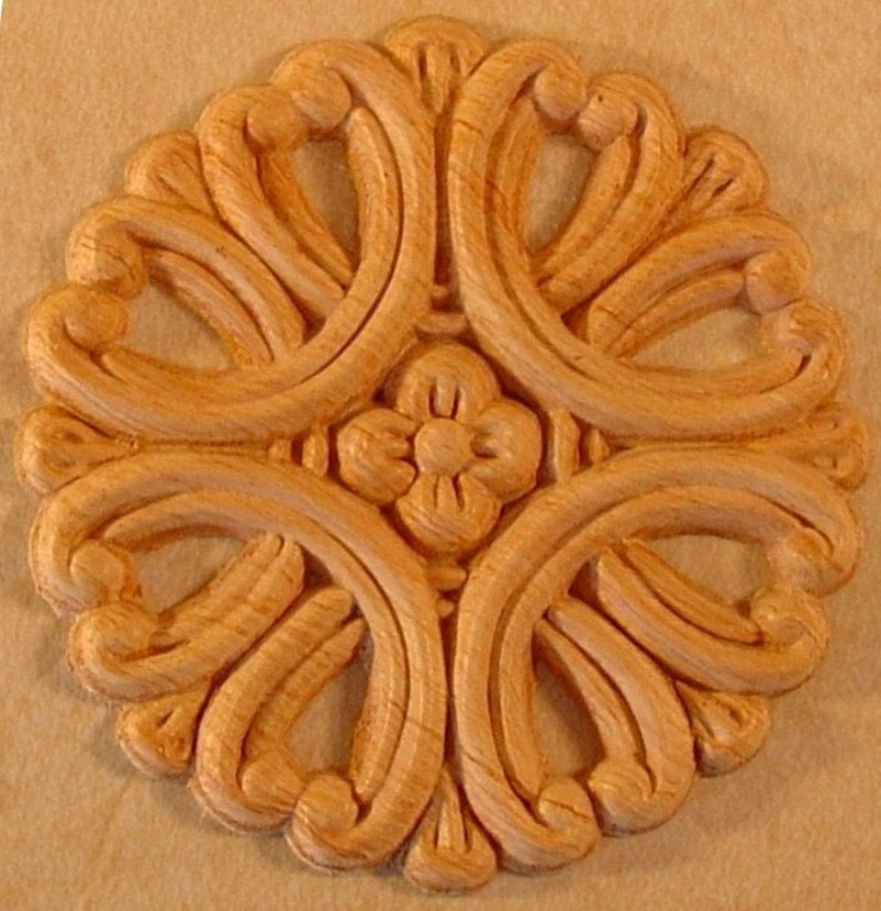 Applique Onlay embossed wood 3 3/4 dia 601 Etsy