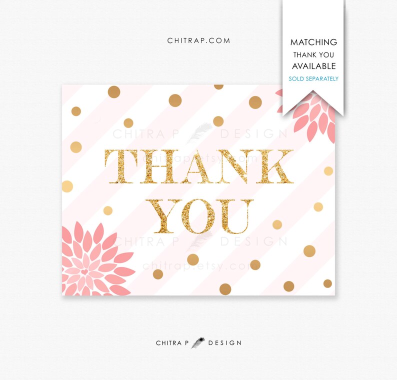 Twin Girls Baby Shower Invitations Printed #018 Blush Pink Gold Confetti Sprinkle Brunch Glitter Floral Oh Babies Couples Striped
