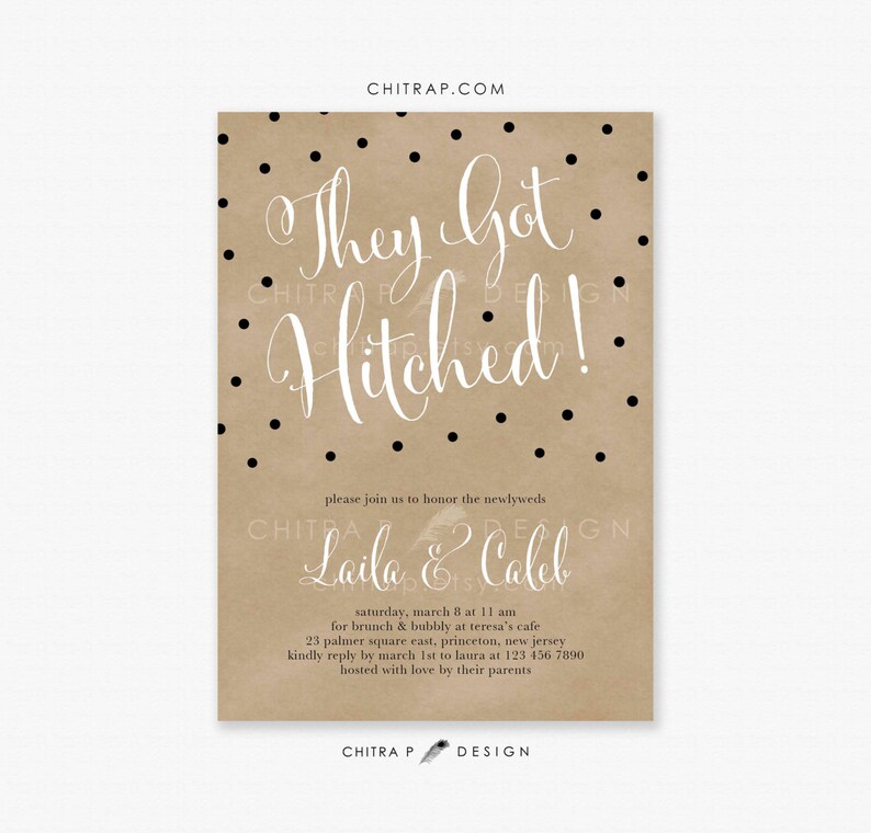 Post Wedding Reception Invitation Printed Kraft Wedding Etsy