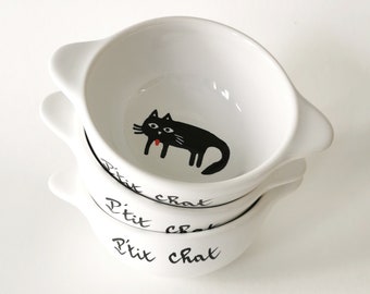 Bowl cat, animal, table art, kitchen, humor, gift, love, child, breakfast, sandrine peron