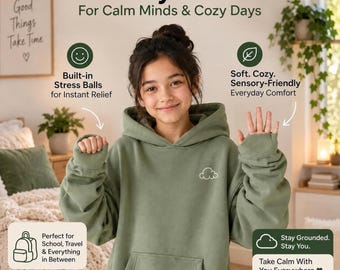 Kids Sensory Hoodie with Built-in Stress Ball | Cozy Fidget Sweatshirt for Anxiety Relief