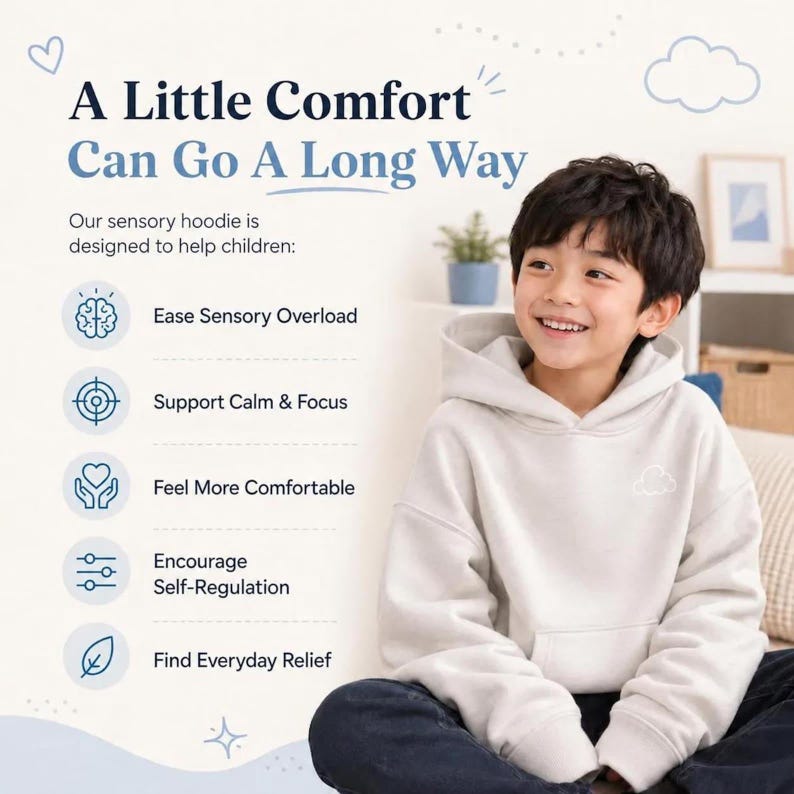 Kids Sensory Hoodie With Built-in Stress Ball | Cozy Fidget Sweatshirt ...