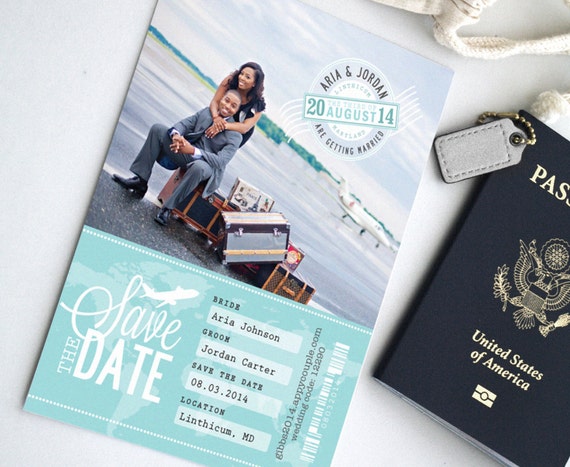 Boarding Pass Destination Wedding Save The Date Photo Card Etsy