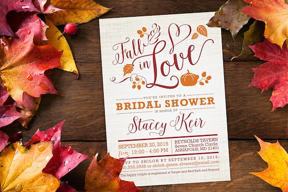Fall In Love Bridal Shower Invitation Fall In Love Wedding Etsy