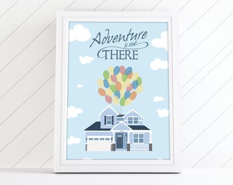 Custom House Portrait Illustration "Adventure is Out There," Gift, Custom Drawing of your Home, New Homeowner Gift, Housewarming Gift