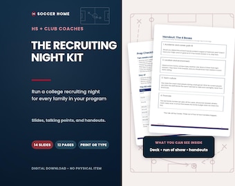 College Recruiting Night Kit for Soccer Coaches, Presentation Slides, Parent Handouts (Digital Download)