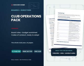 Verksamhetspaket för ungdomsfotbollsklubb, styrelseroller, budget och uppförandekoder i PDF-format