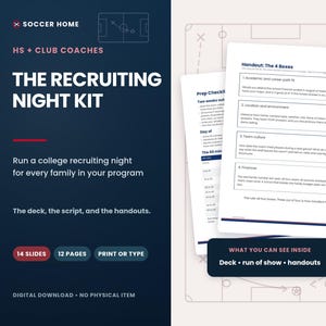 College Recruiting Night Kit for High School and Club Soccer Coaches, Presentation Slides, Parent Handouts, Script PDF image 1