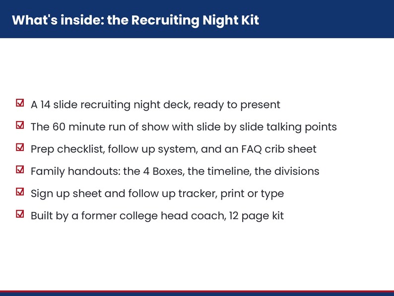 College Recruiting Night Kit for High School and Club Soccer Coaches, Presentation Slides, Parent Handouts, Script PDF image 2