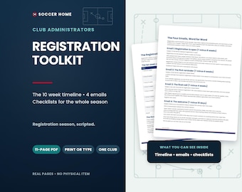 Youth Soccer Registration Toolkit, Season Timeline, Email Templates, Checklists