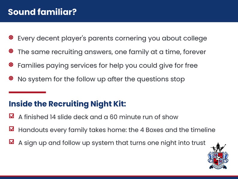 College Recruiting Night Kit for High School and Club Soccer Coaches, Presentation Slides, Parent Handouts, Script PDF image 6