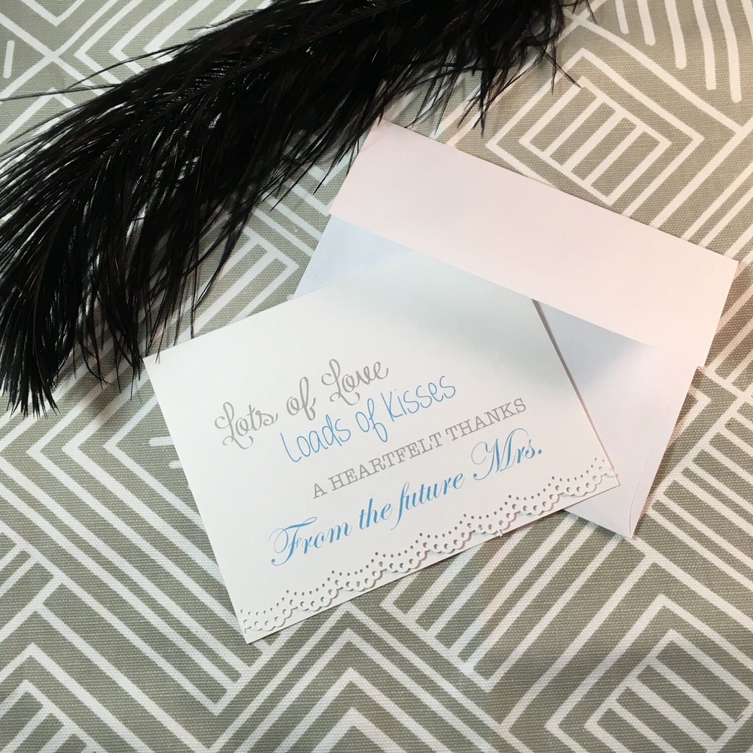 Personalized Bridal Shower Thank You Cards with Lace Trim
