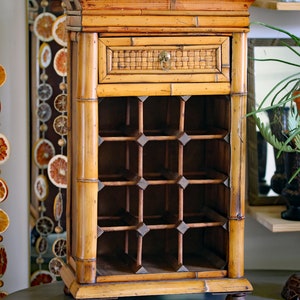 Vintage Tortoise Bamboo Wine Cabinet Holds 12 Bottles Bild 2