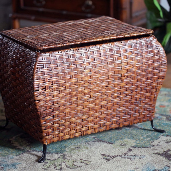 Medium Vintage Rattan Storage Chest | Bombay Style