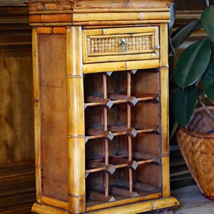 Vintage Tortoise Bamboo Wine Cabinet Holds 12 Bottles Bild 9