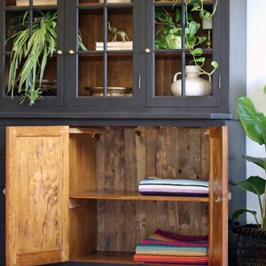 Restored Antique Black China Hutch: Michigan History, 1930s Cabinet