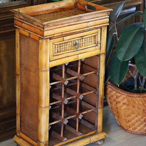 Vintage Tortoise Bamboo Wine Cabinet Holds 12 Bottles Bild 10