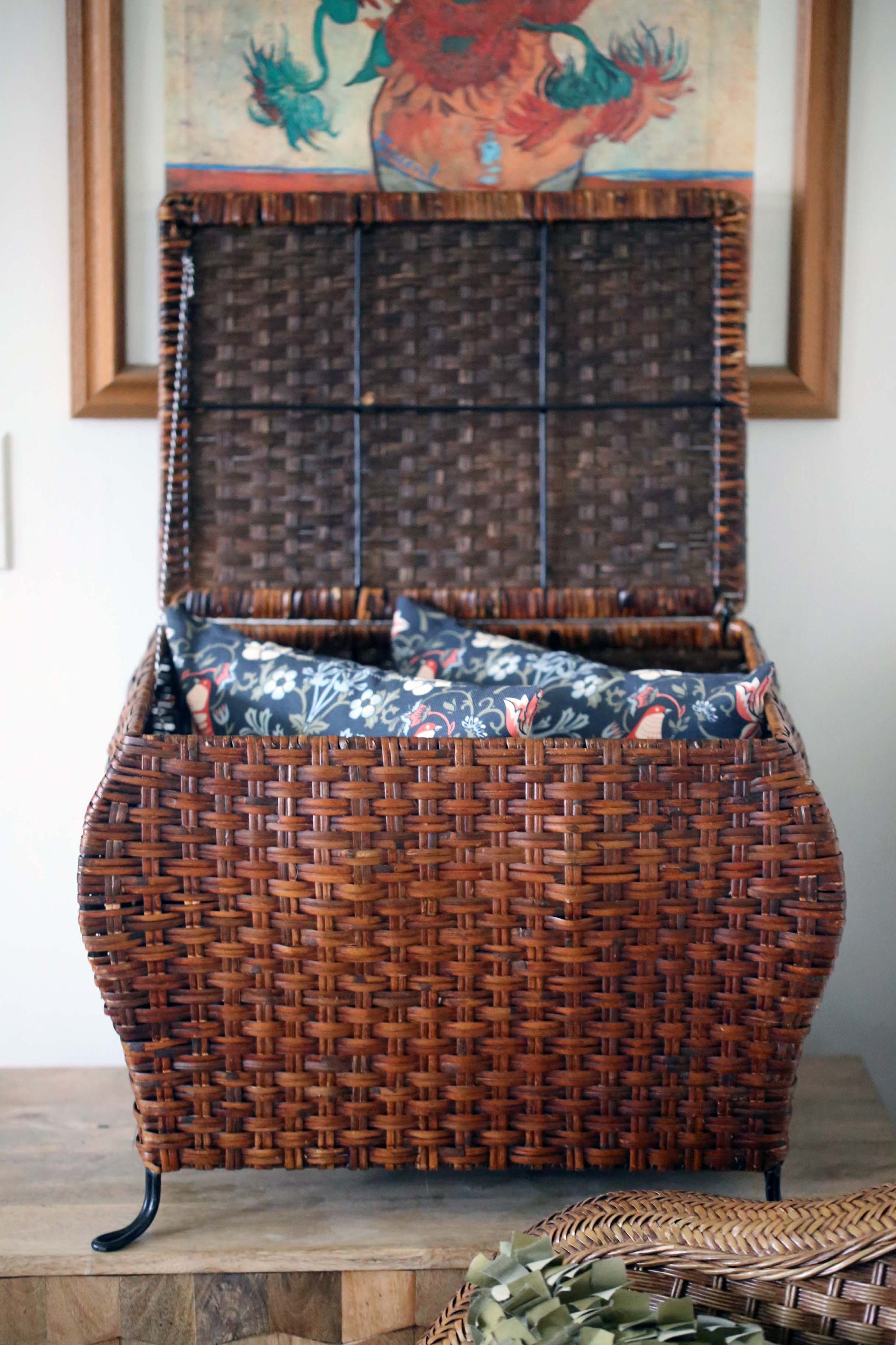 Medium Vintage Rattan Storage Chest Bombay Style Etsy