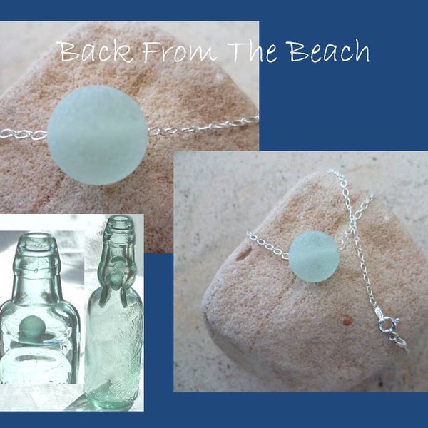 sea glass marble - codd marble - Scottish - pendant - sterling silver