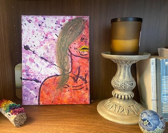 Original Hand Painted Acrylic Painting on 12x9 Canvas - Feminine Healing Colorful