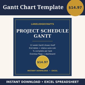 Construction Gantt Chart Template Excel | Project Schedule with Progress Tracker | Contractor Planner