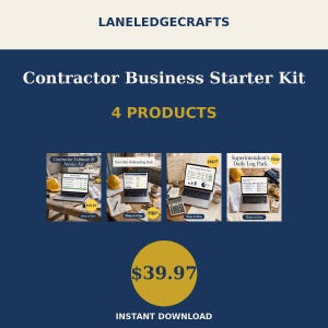 Contractor Starter Kit | Estimate Template, Invoice Generator, New Hire Onboarding, Job Costing Tracker