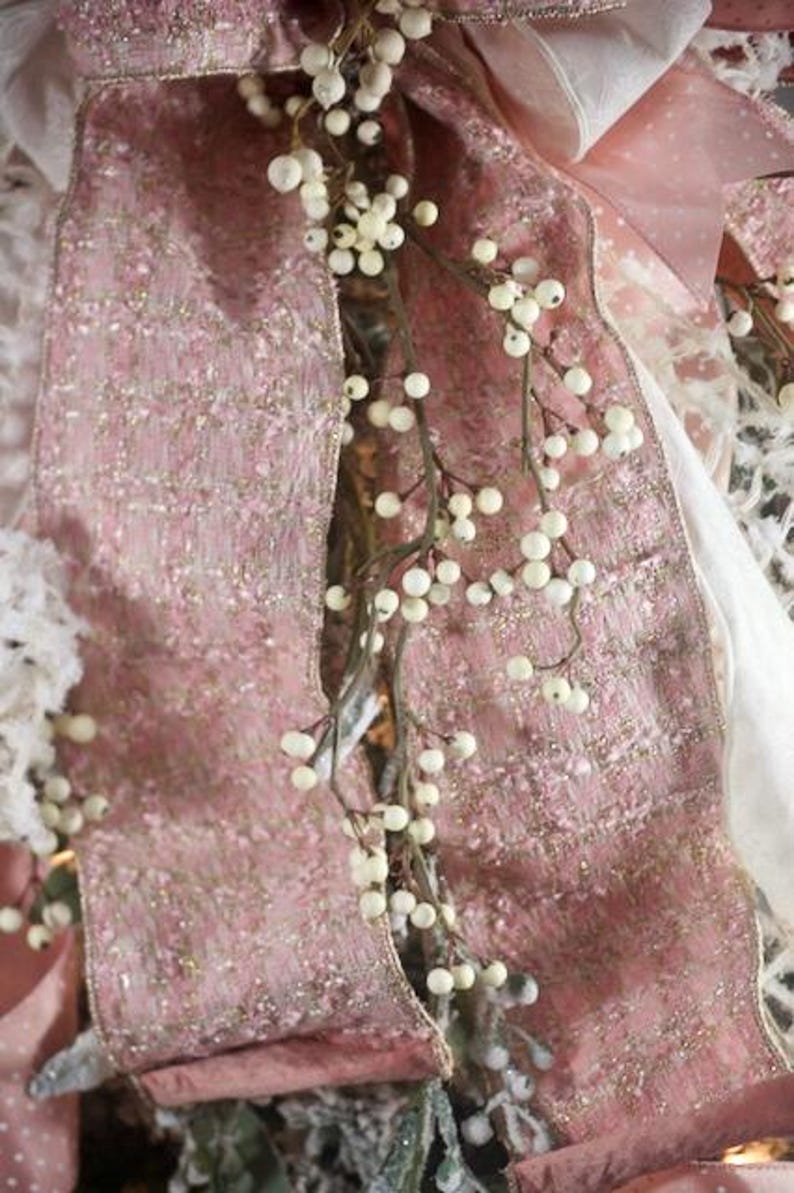 Rose Gold Tree Topper, Pink Christmas Tree Topper, Christmas Tree Bow