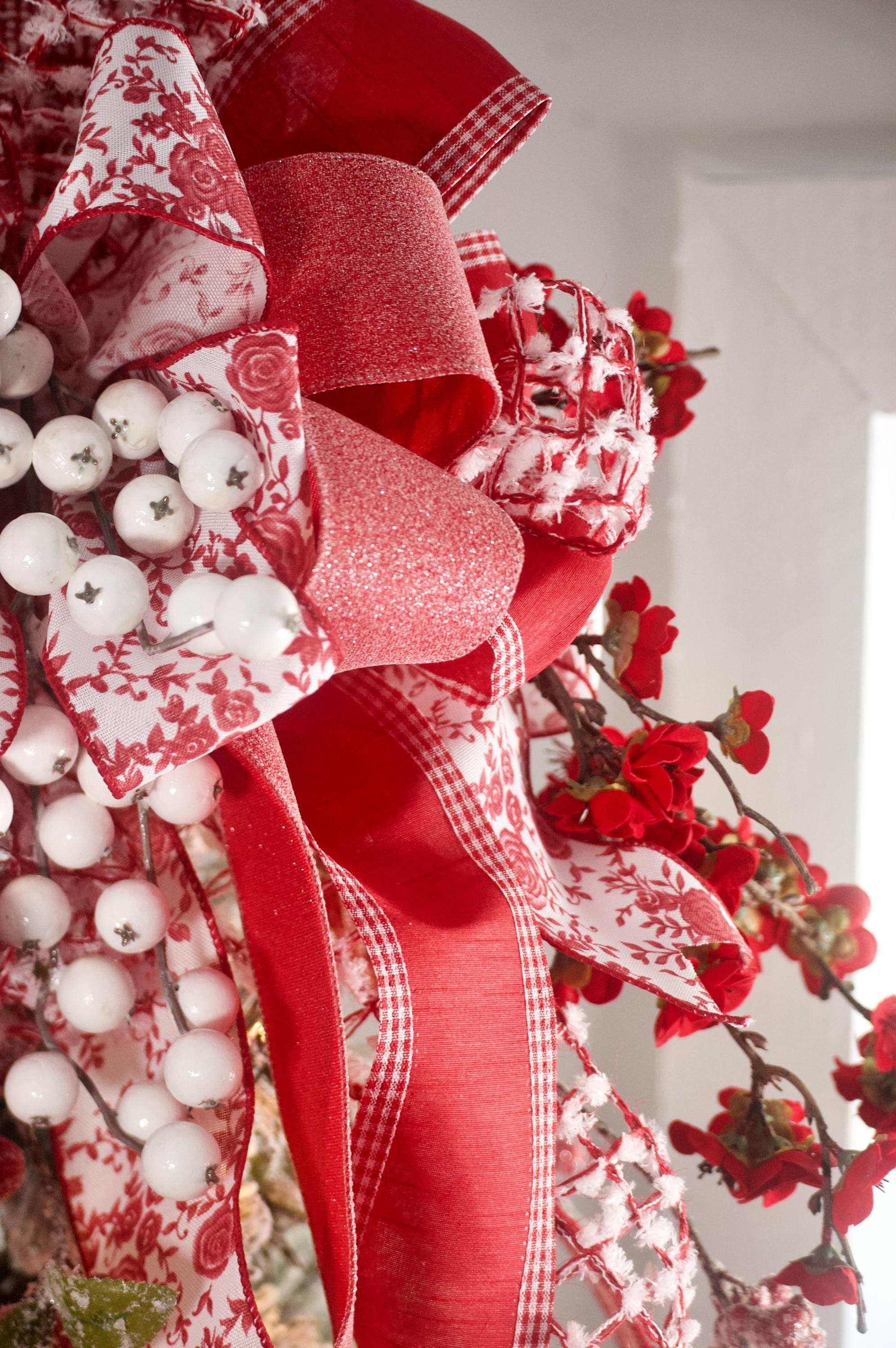 Chinese Tree Topper Red Chinoiserie Christmas Tree Topper, Velvet Cherry Blossom, Toile ...