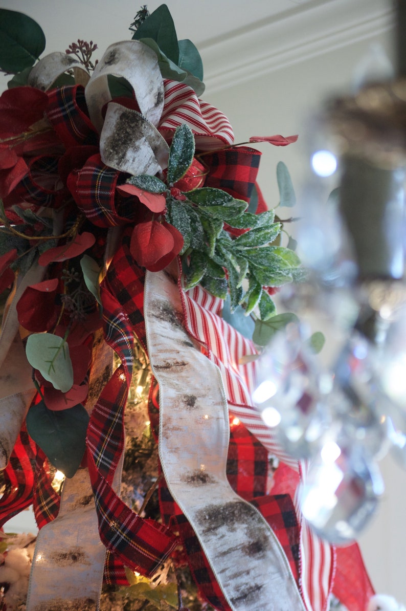 Christmas Tree Topper Farmhouse Christmas Buffalo Plaid Etsy