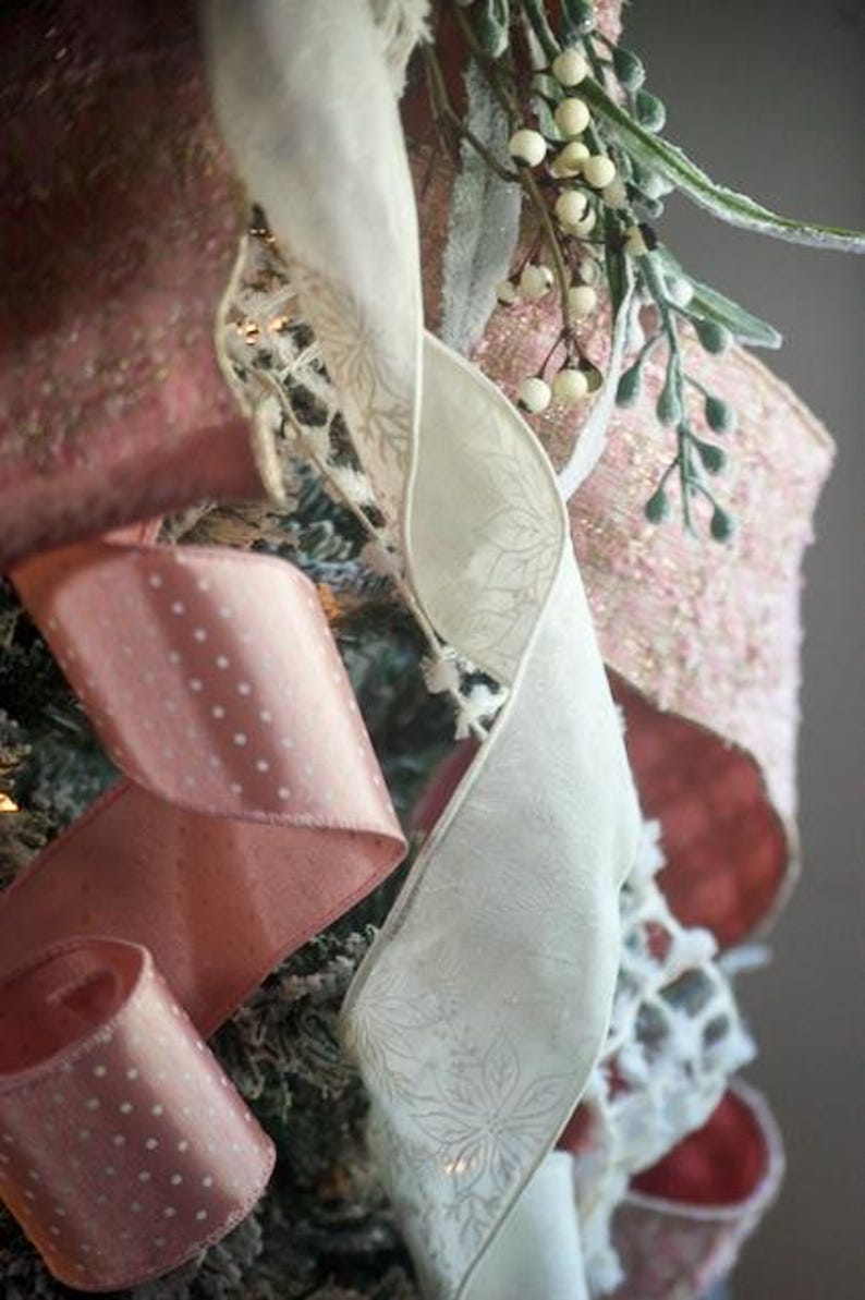 Rose Gold Tree Topper, Pink Christmas Tree Topper, Christmas Tree Bow