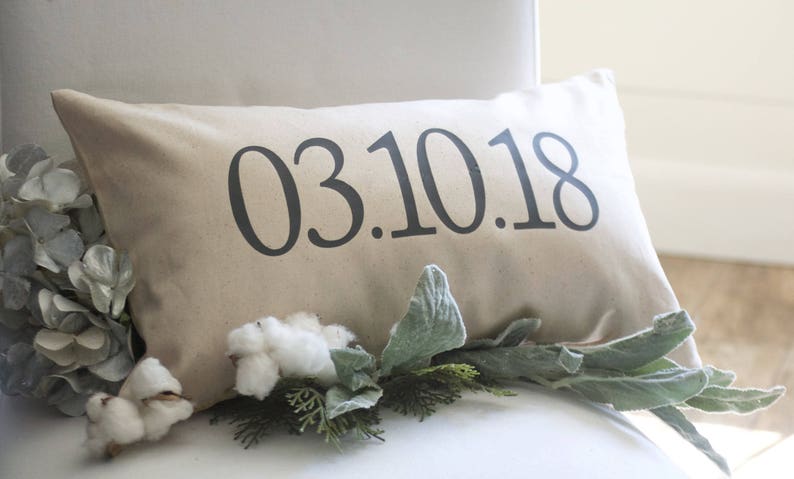 Second Anniversary Gift, Cotton Anniversary Gift, Grain Sack Pillow Cover, 2nd Anniversary, Farmhouse Pillows, Monogram Pillow