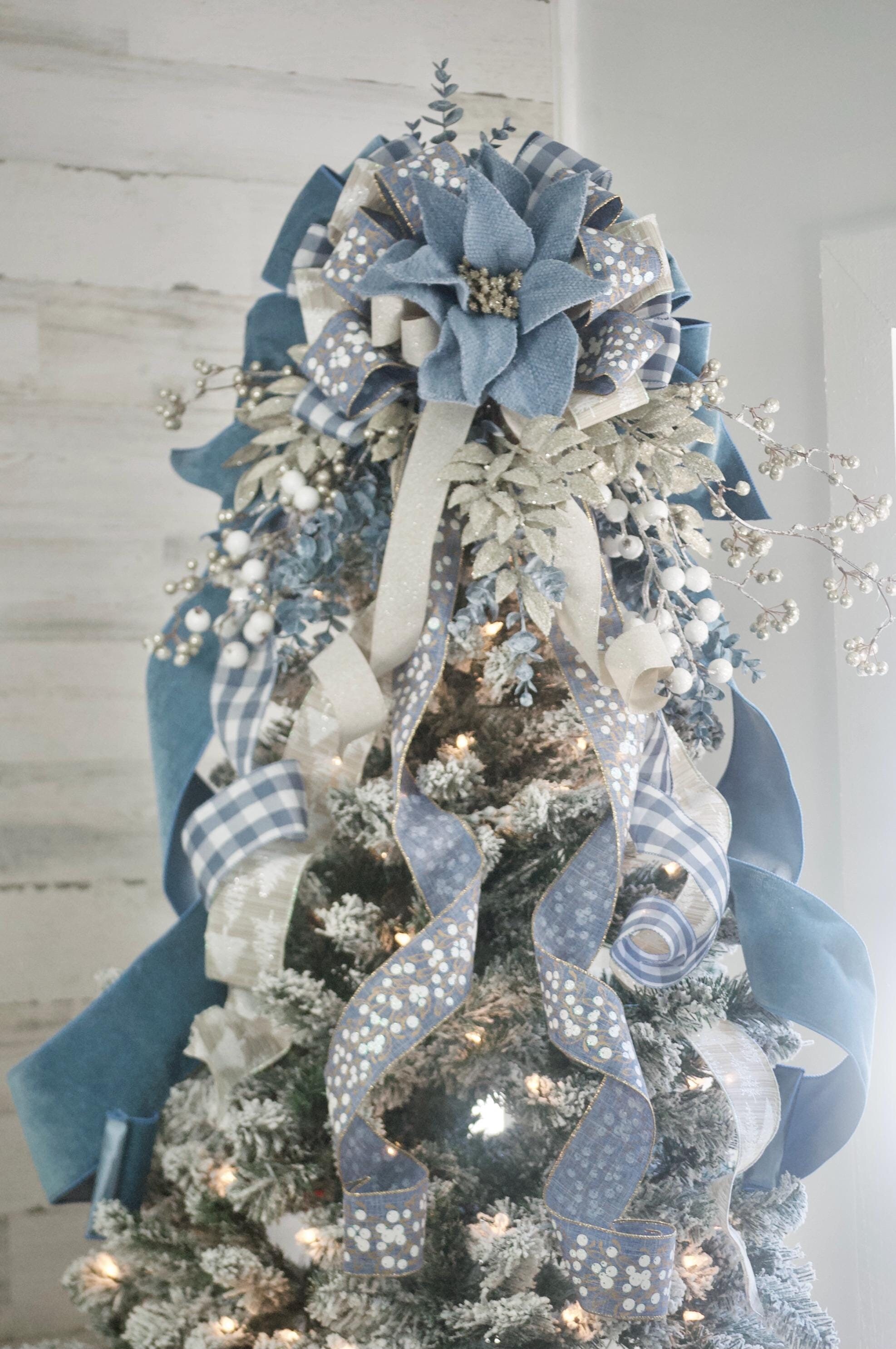 READY TO SHIP! Dusty Blue Luxury Christmas Tree Topper, Blue Willow,old ...