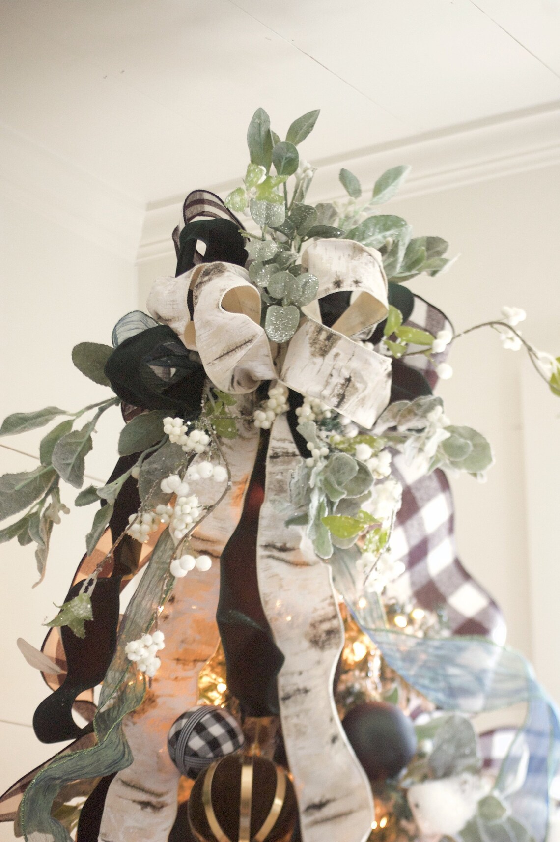 Christmas Tree Topper Farmhouse Christmas Buffalo Plaid Etsy