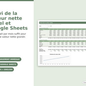 Suivi de la valeur nette Excel et Google Sheets, actifs et passifs, suivi du patrimoine