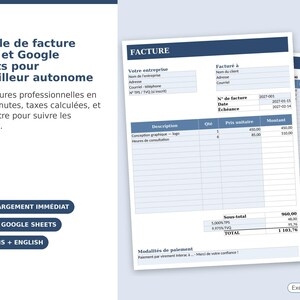 Excel and Google Sheets invoice template for self-employed individuals, GST/QST calculation, invoice log