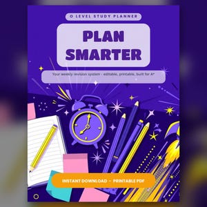 O Level Study Planner Editable PDF | Weekly Revision Timetable & Exam Goal Tracker | Printable Student Planner
