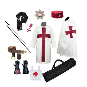 Conjunto de Insígnias dos Cavaleiros Templários, Uniforme Maçônico e Trajes Cerimoniais dos Cavaleiros Templários