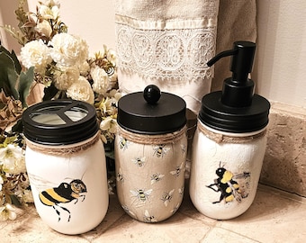 Bee Soap Dispenser, Toothbrush, Q-Tip Bumblebee Accessories
