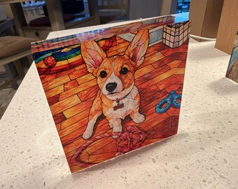 Custom Pet Portrait from Photo | Stained Glass Effect Acrylic Block | 4"x4"x1"