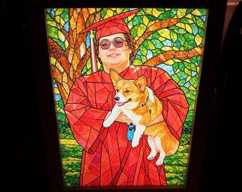 Custom Portrait from Photo | Stained Glass Effect Light Box | A5 Size