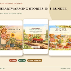 Benny Bear Life Skills Storybook Bundle, Honesty, Problem Solving, Gratitude (PDF)