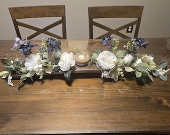 Rustic Wine Barrel Stave Centerpiece, Curved Oak Wood, Floral Garland