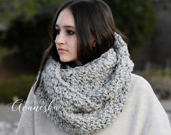 Wool Knit Crochet Chunky Large Infinity Scarf | THE DUBLIN