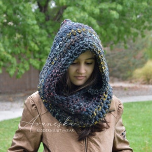 Adult / Teen Knitted Crochet Women's Chunky Woolen Winter Hood Scarf | THE WELS